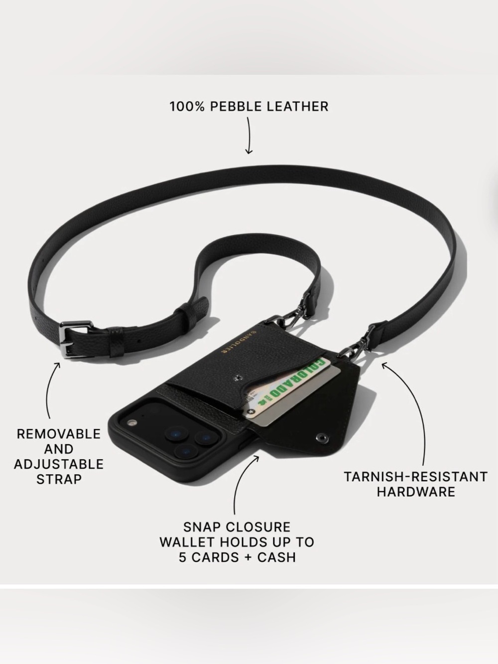 BANDOLIER Bundle Black Hailey Case, Expanded Pouch, 4 straps NWT 13 ProMax - Picture 3 of 11
